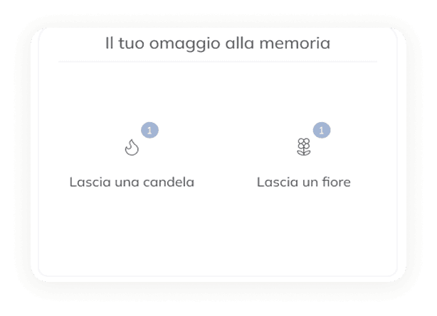 Interfaccia rituali online con candele e fiori virtuali