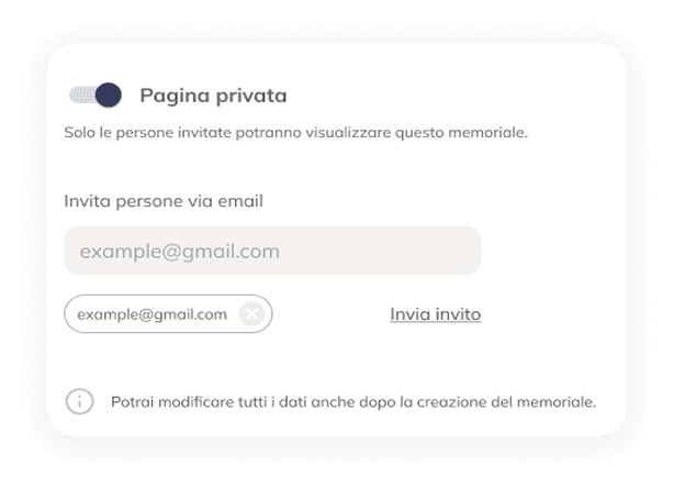 Sistema di inviti e condivisione memoriali